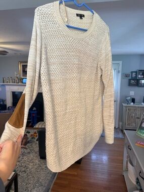 Light Cream Knit Sweater with Elbow Patches - LPA